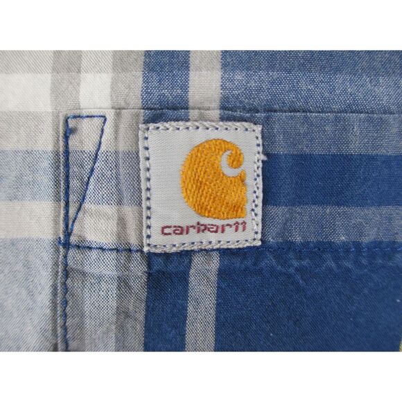 Carhartt Shirt Mens Extra Large Blue Plaid Button‎ Up Relaxed Fit Casual* - Picture 5 of 11